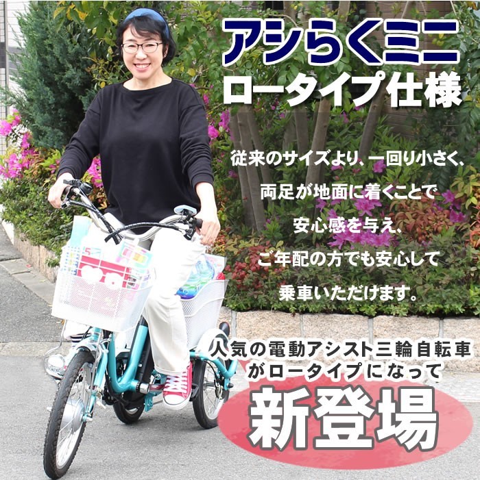 2021秋冬新作】 長野 電動アシスト 三輪自転車 大人用自転車 アシらく
